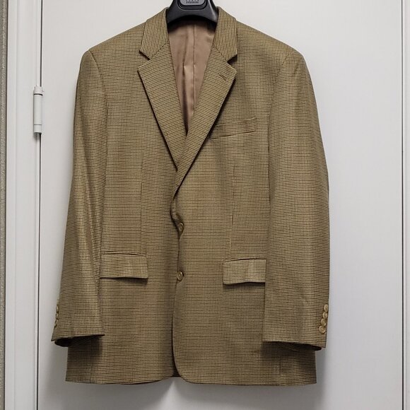 Lauren Ralph Lauren Suit Jacket Mens Size 42R Silk Wool Houndstooth Sport Coat - Picture 1 of 16